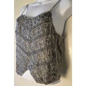 New Ocean Queen Bohemian Cropped Beachy Camisole Top Gray Size S Adj Straps